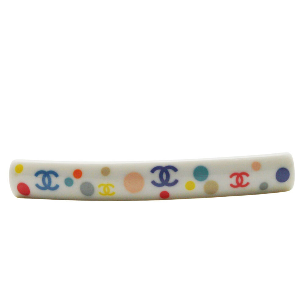 Chanel CHANEL Barrette Women's Brand Coco Mark White Hair Clip